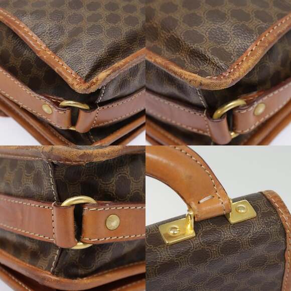 CELINE Macadam Canvas Shoulder Bag Pvc Leather Brown Gold - Picture 11 of 13